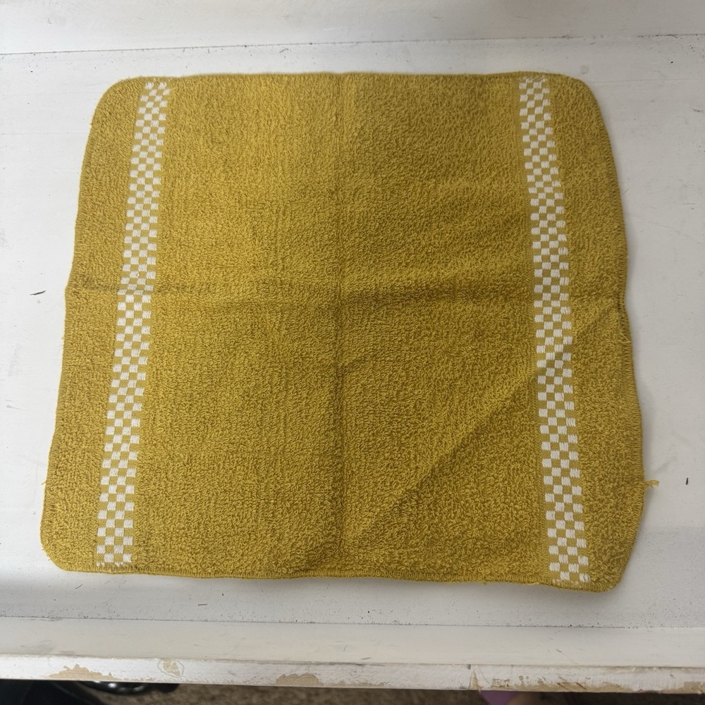 Vintage Cone‎ Washcloth Yellow Gold & White 100% Cotton  USA